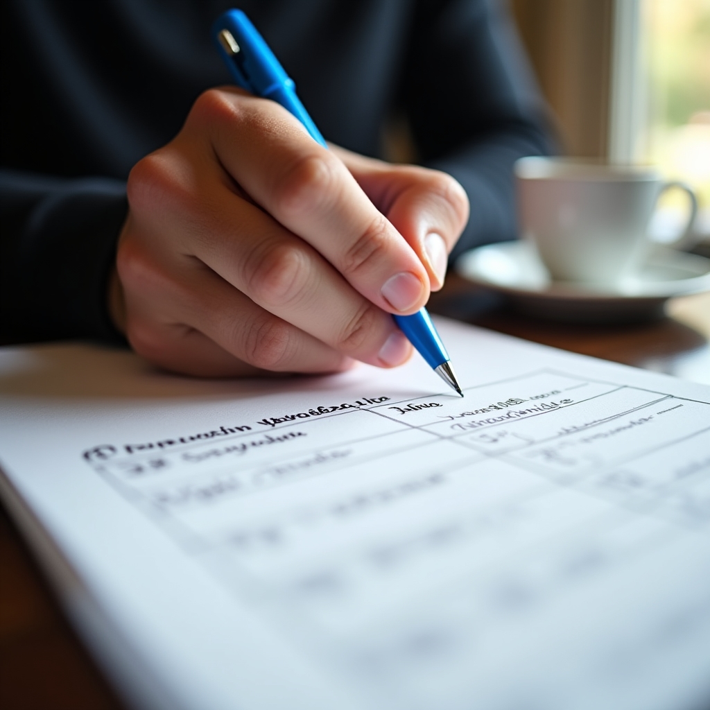 Ręcznie wypełniana lista umiejętności na kartce papieru